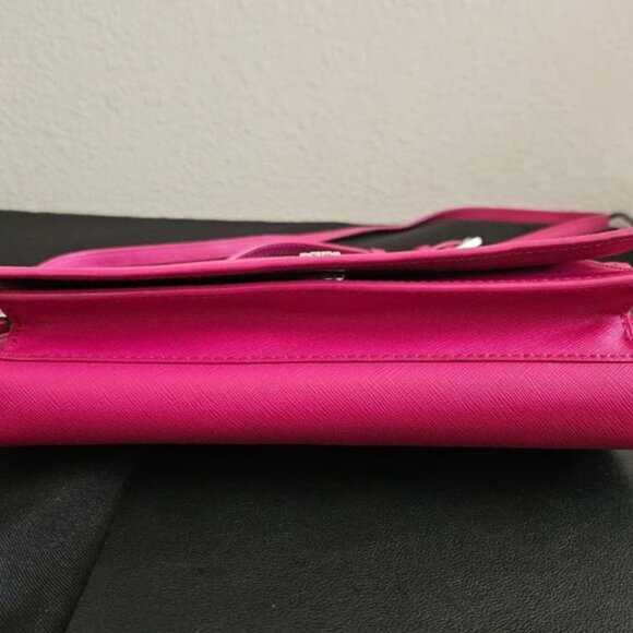 Tory Burch Emerson Combo Pink Saffiano Leather Crossbody Bag Fuchsia Hot Pink - Picture 9 of 13